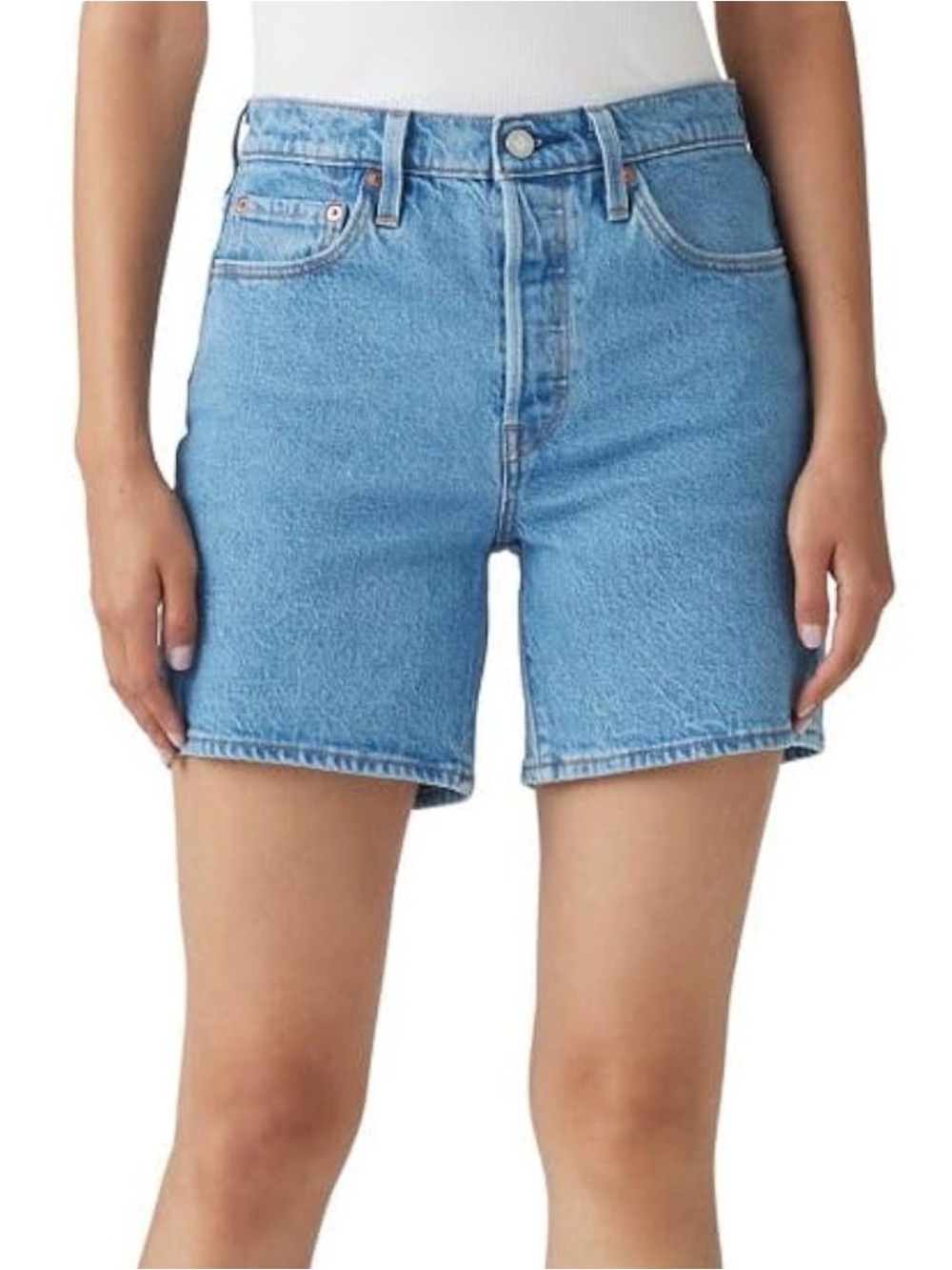 Classic Levi Mid-Thigh 501 High-Rise Denim Shorts - Traditional denim blue